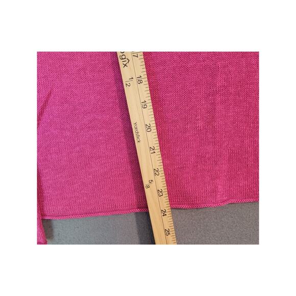 Eileen Fisher Fuchsia Pink Linen Knit V-Neck Sweater – Medium – Relaxed Fit - Picture 6 of 7